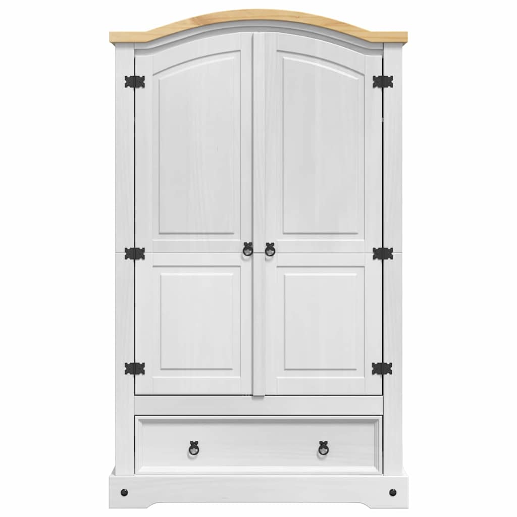 vidaXL Kledingkast met lade Wit 101 x 52 x 170 cm Massief grenenhout