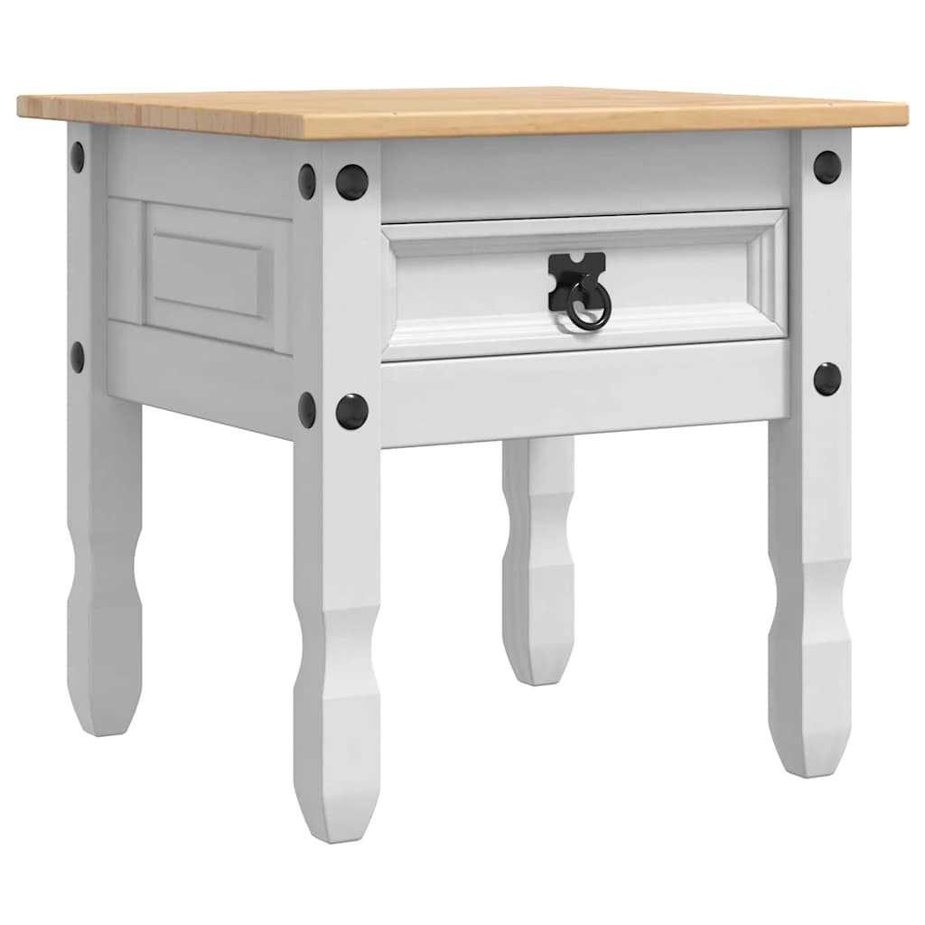vidaXL Bijzettafel met lade Wit 50 x 50 x 50 cm Massief grenenhout