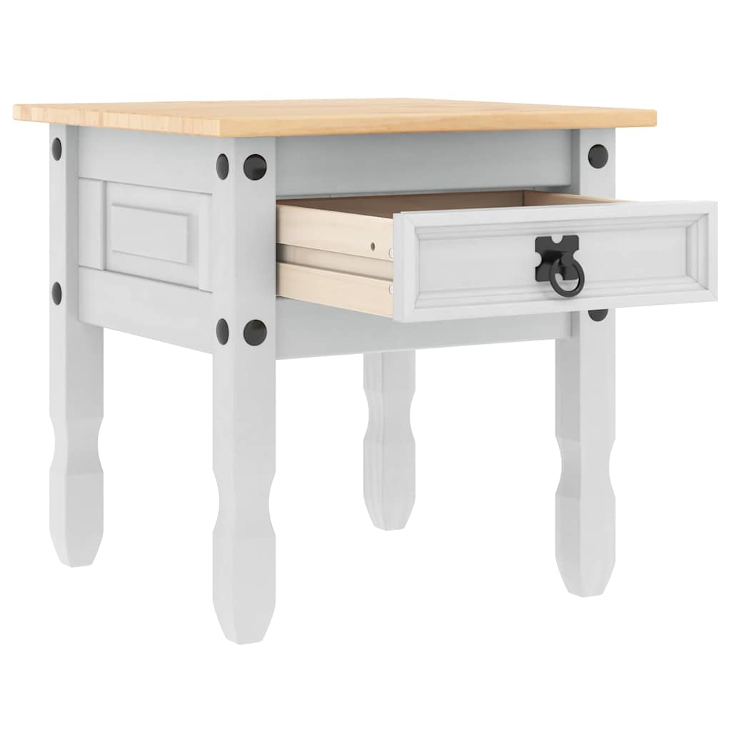 vidaXL Bijzettafel met lade Wit 50 x 50 x 50 cm Massief grenenhout
