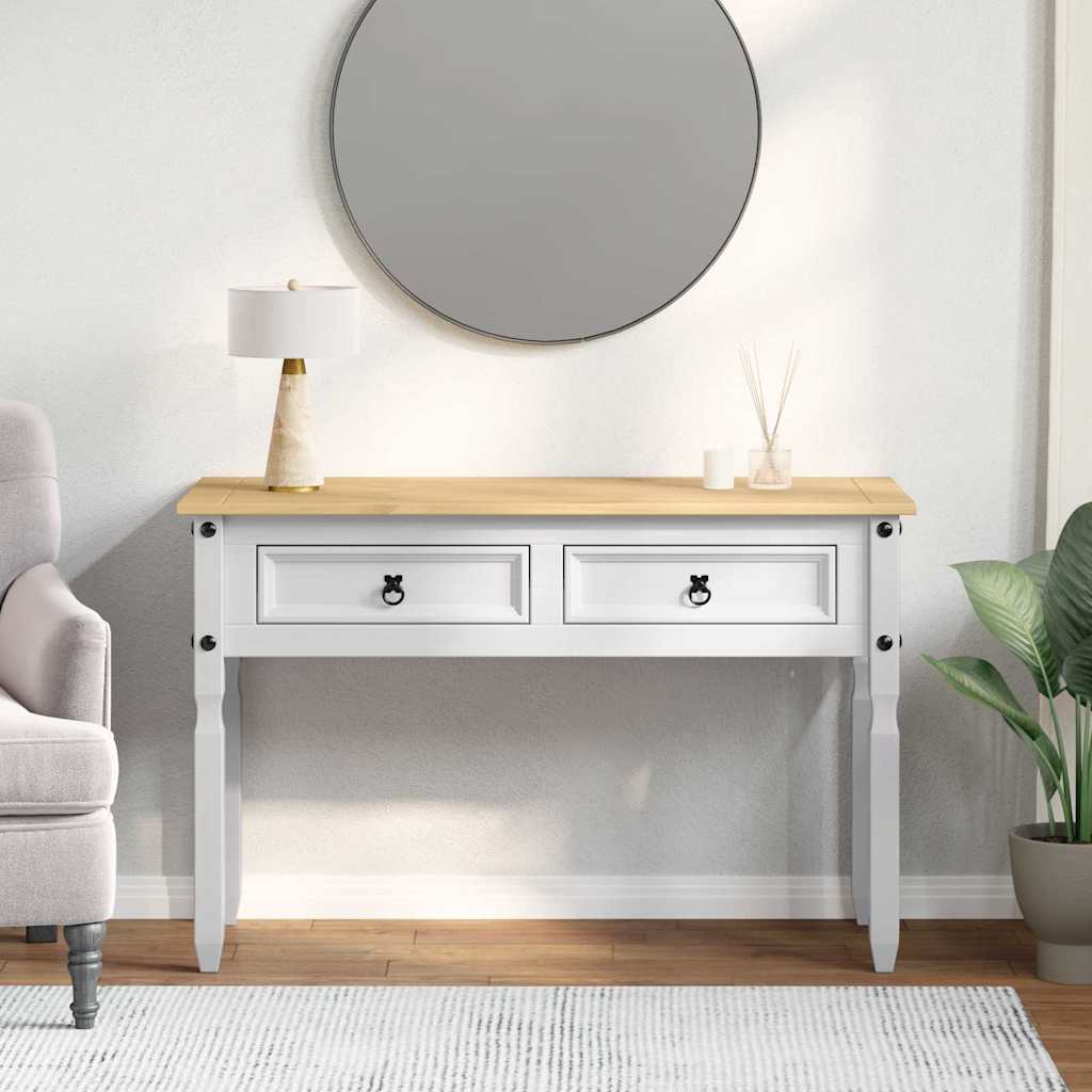 vidaXL Bijzettafel met lade Wit 115 x 46 x 73 cm Massief grenenhout