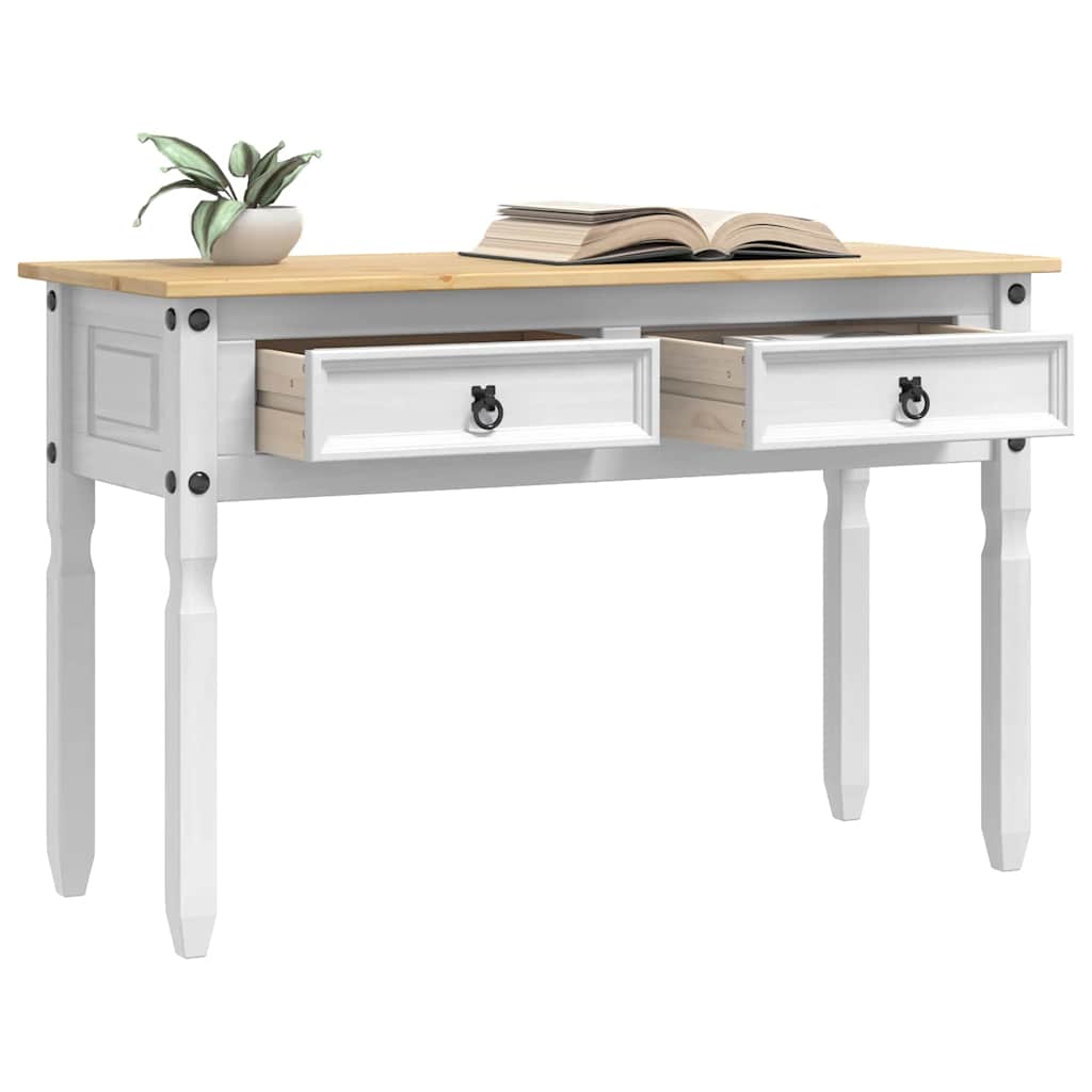 vidaXL Bijzettafel met lade Wit 115 x 46 x 73 cm Massief grenenhout