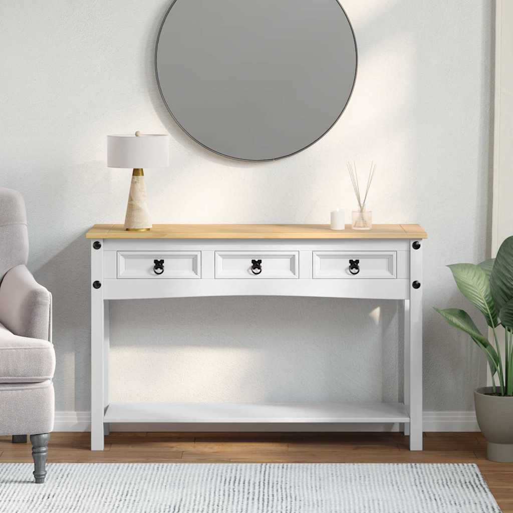 vidaXL Bijzettafel met lade Wit 114 x 34,5 x 73 cm Massief grenenhout