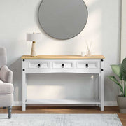 vidaXL Bijzettafel met lade Wit 114 x 34,5 x 73 cm Massief grenenhout
