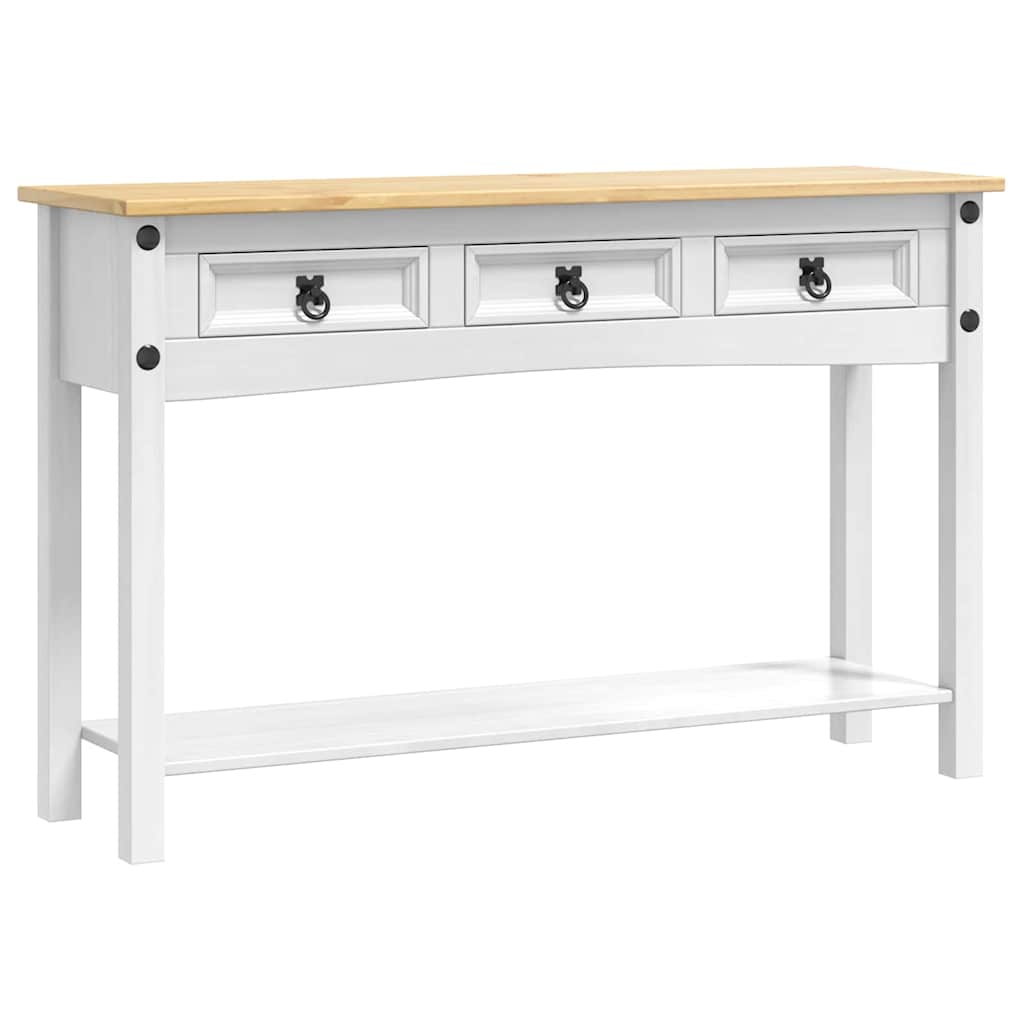 vidaXL Bijzettafel met lade Wit 114 x 34,5 x 73 cm Massief grenenhout