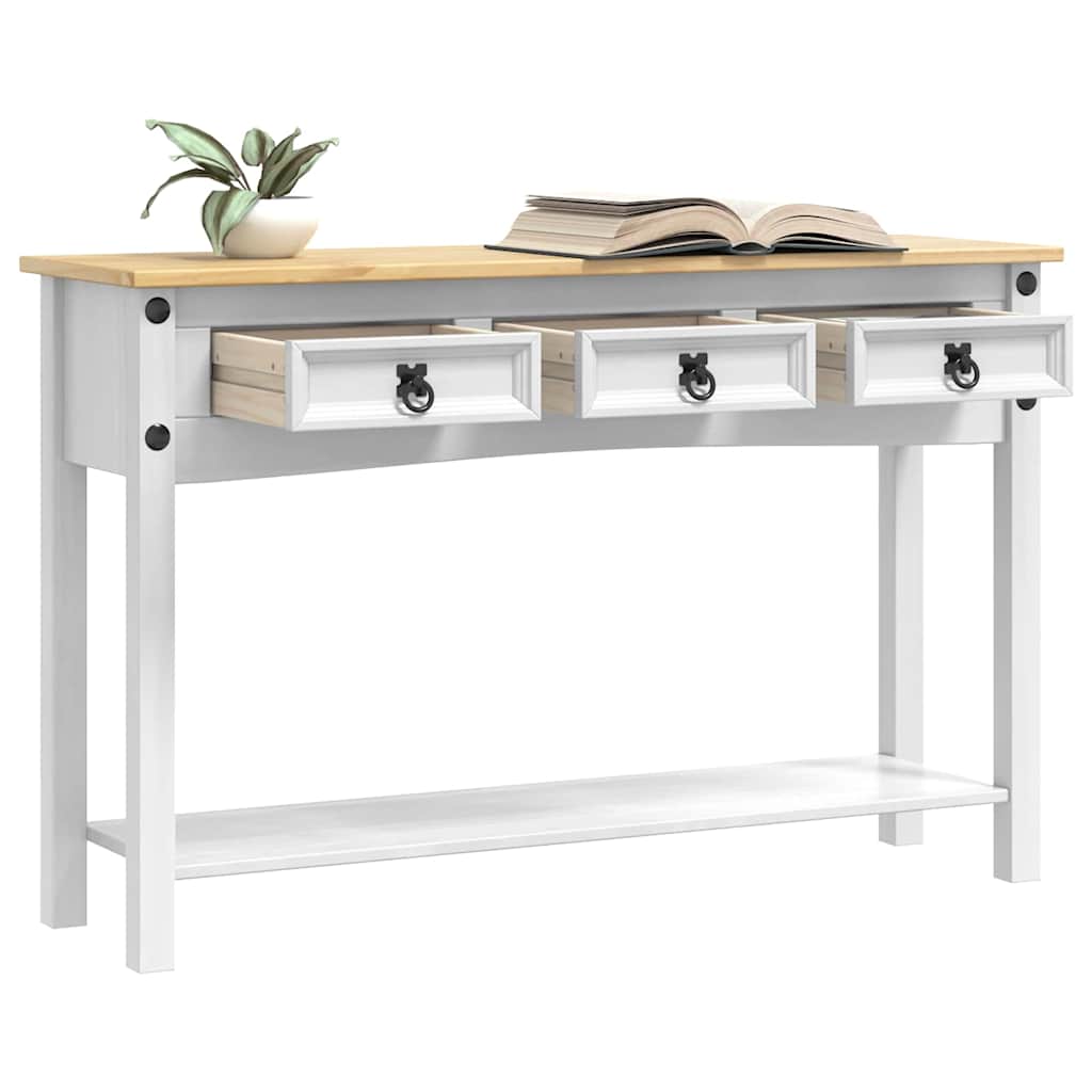 vidaXL Bijzettafel met lade Wit 114 x 34,5 x 73 cm Massief grenenhout