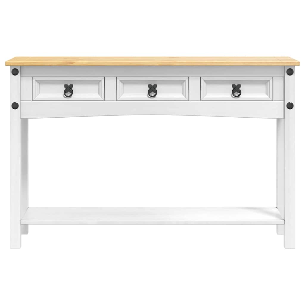 vidaXL Bijzettafel met lade Wit 114 x 34,5 x 73 cm Massief grenenhout