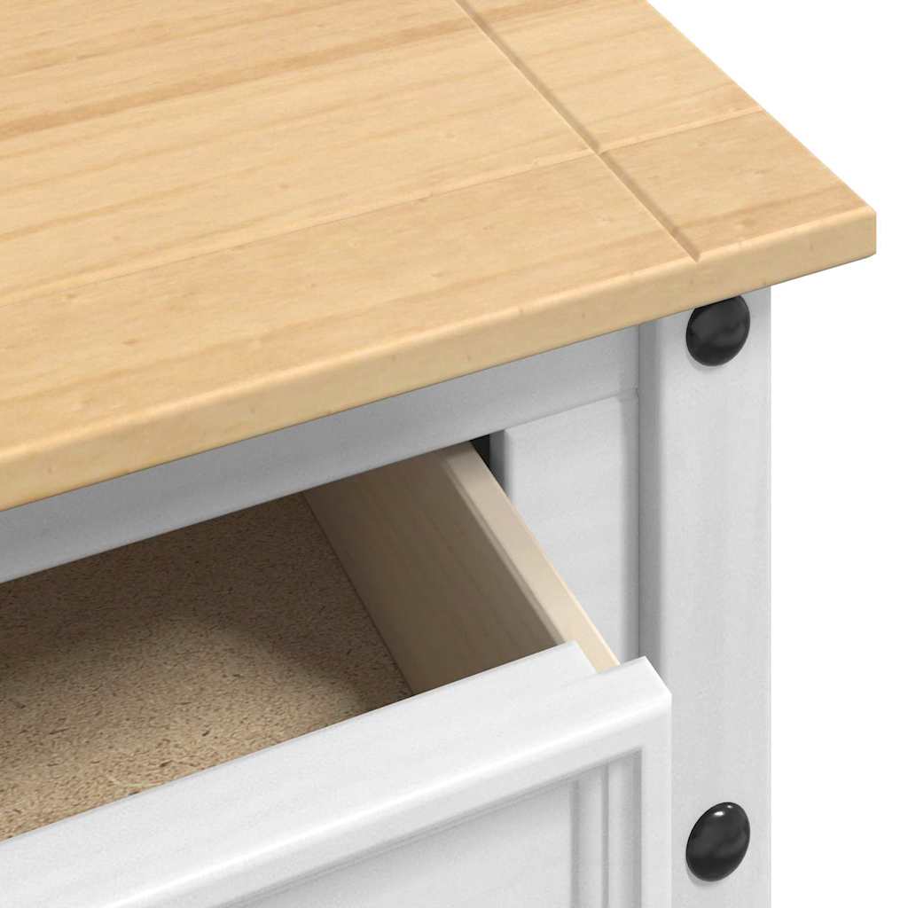 vidaXL Bijzettafel met lade Wit 114 x 34,5 x 73 cm Massief grenenhout