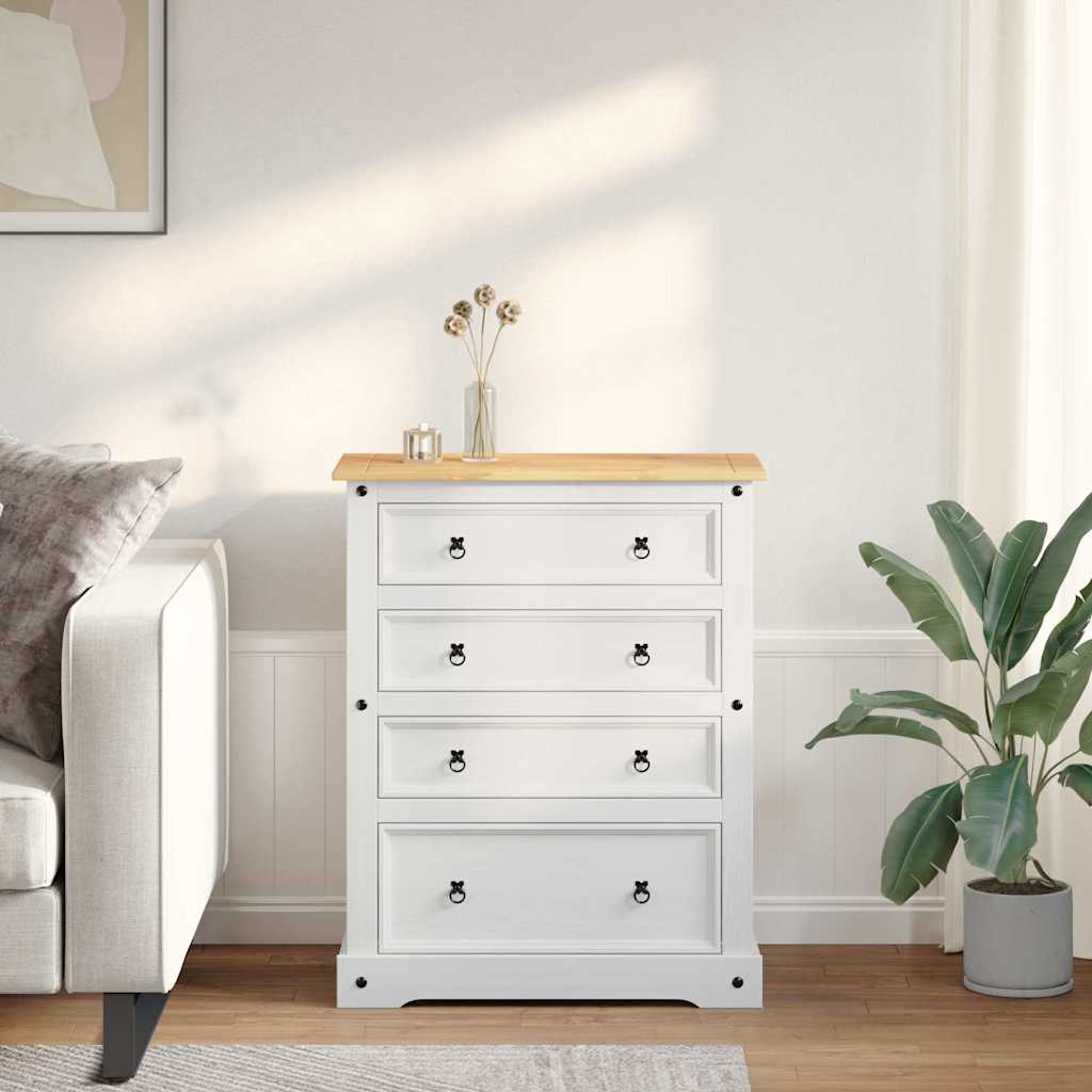 vidaXL Opbergkisten met lade Wit 92 x 48 x 114 cm Massief Vurenhout