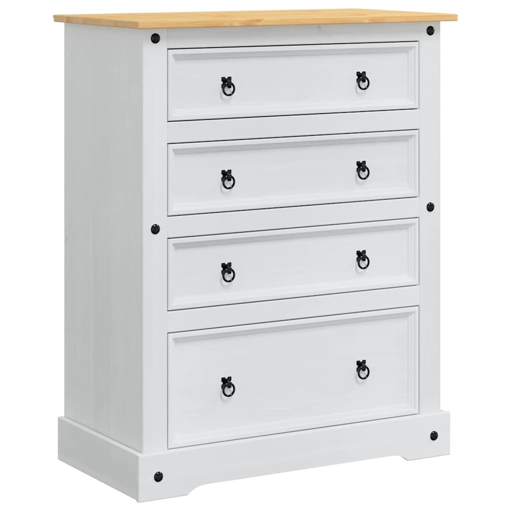 vidaXL Opbergkisten met lade Wit 92 x 48 x 114 cm Massief Vurenhout