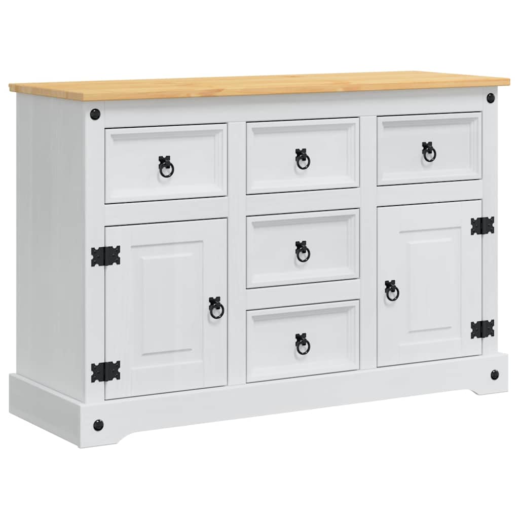 vidaXL Opbergkisten met lade Wit 112 x 40 x 75 cm Massief grenenhout