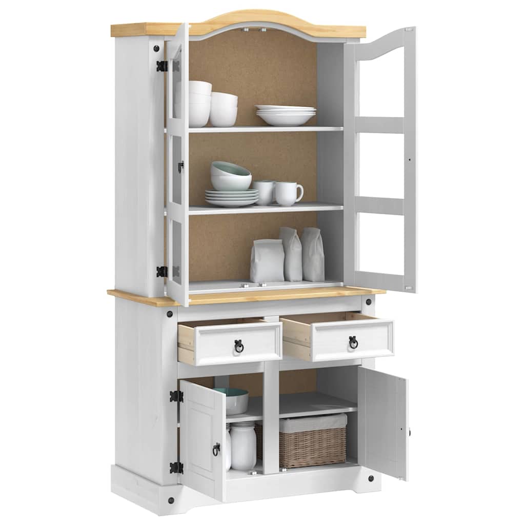 vidaXL Dressoir met lade Wit 100 x 48,5 x 179 cm Massief grenenhout