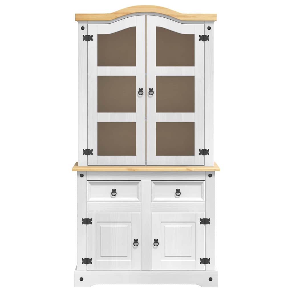 vidaXL Dressoir met lade Wit 100 x 48,5 x 179 cm Massief grenenhout