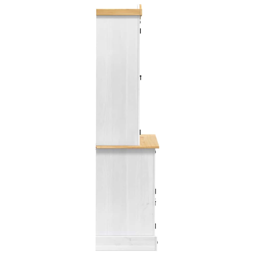 vidaXL Dressoir met lade Wit 100 x 48,5 x 179 cm Massief grenenhout