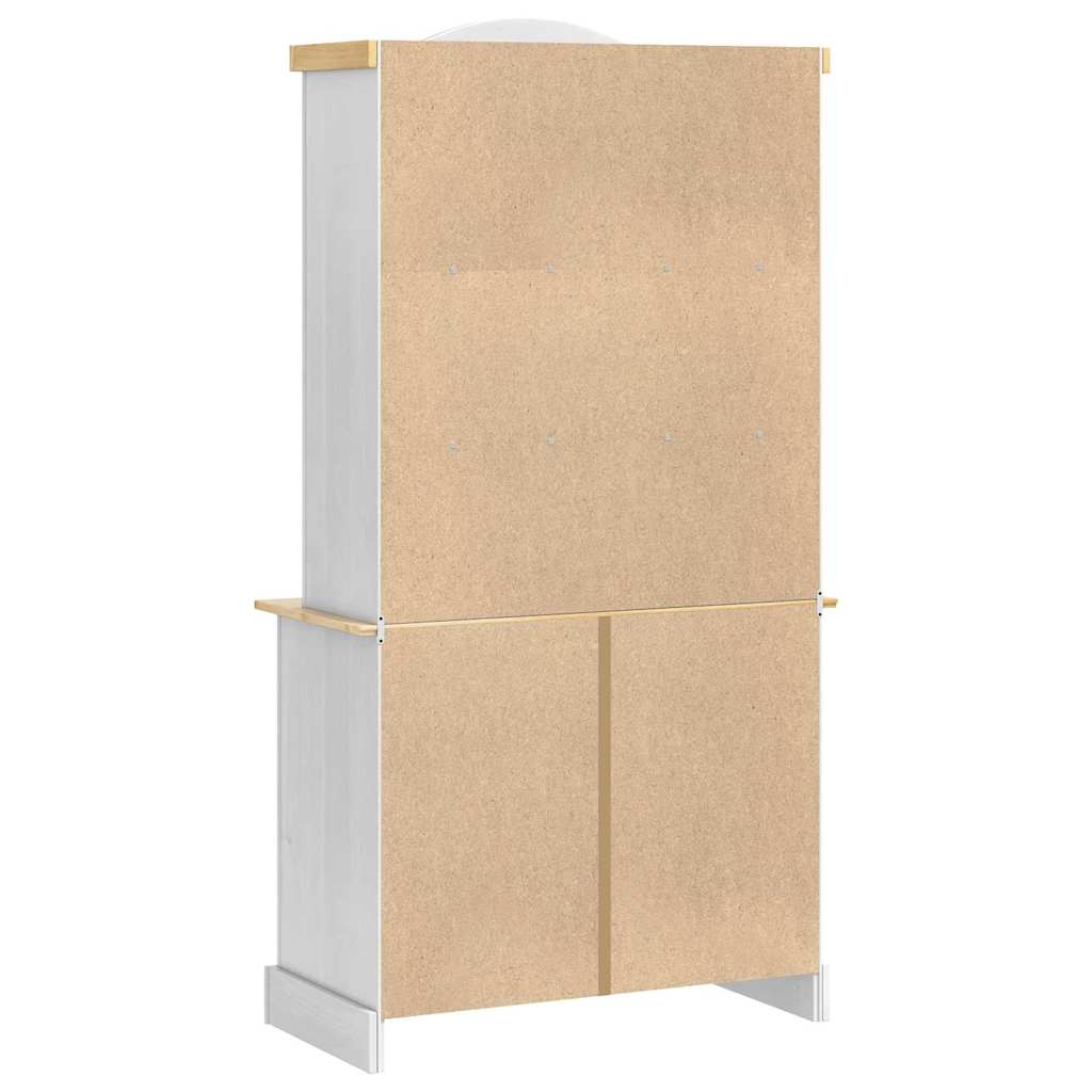 vidaXL Dressoir met lade Wit 100 x 48,5 x 179 cm Massief grenenhout