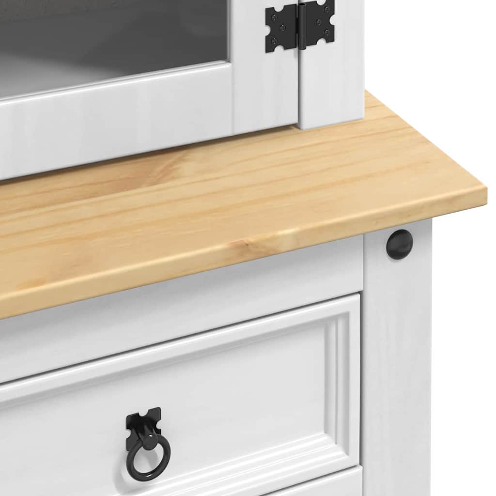 vidaXL Dressoir met lade Wit 100 x 48,5 x 179 cm Massief grenenhout