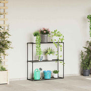 vidaXL 3-laags plantenstandaard Zwart 100 x 32 x 102 cm Staal