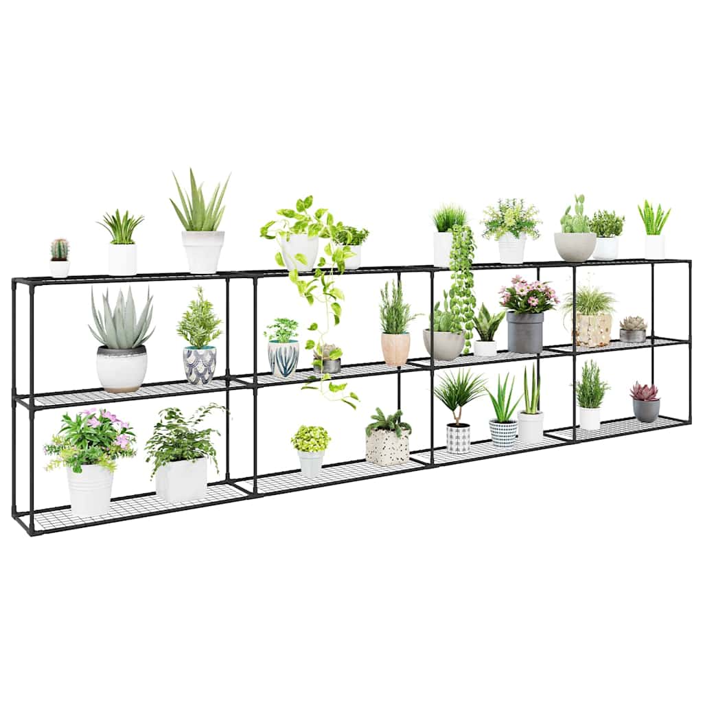 vidaXL 3-laags plantenstandaard Zwart 100 x 32 x 102 cm Staal