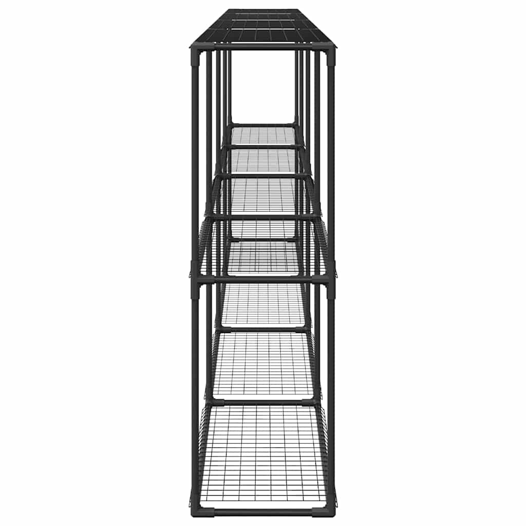 vidaXL 3-laags plantenstandaard Zwart 100 x 32 x 102 cm Staal