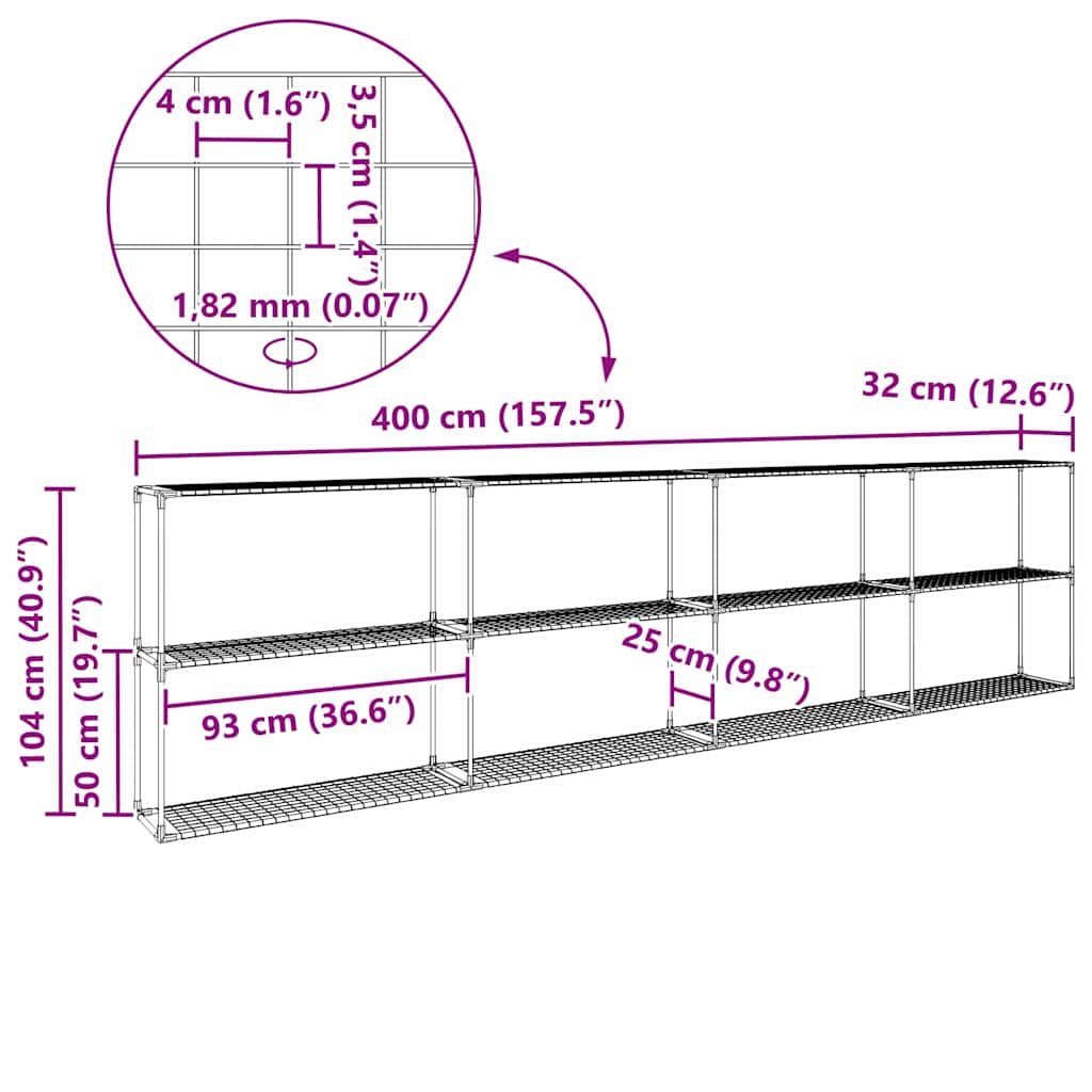 vidaXL 3-laags plantenstandaard Zwart 100 x 32 x 102 cm Staal