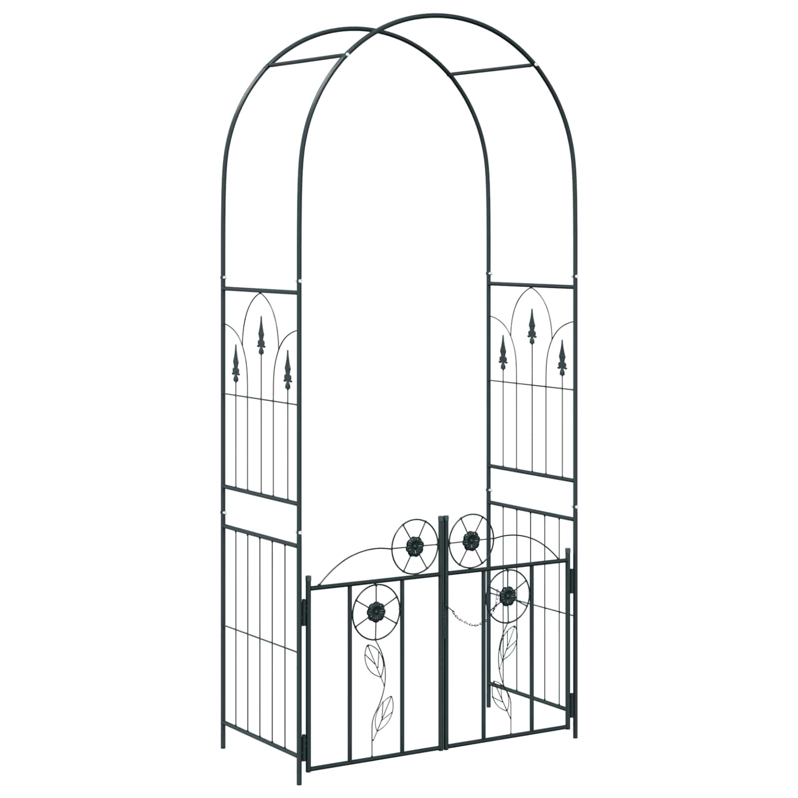 vidaXL Tuin Boog Effen Zwart 102 x 50 x 218 cm