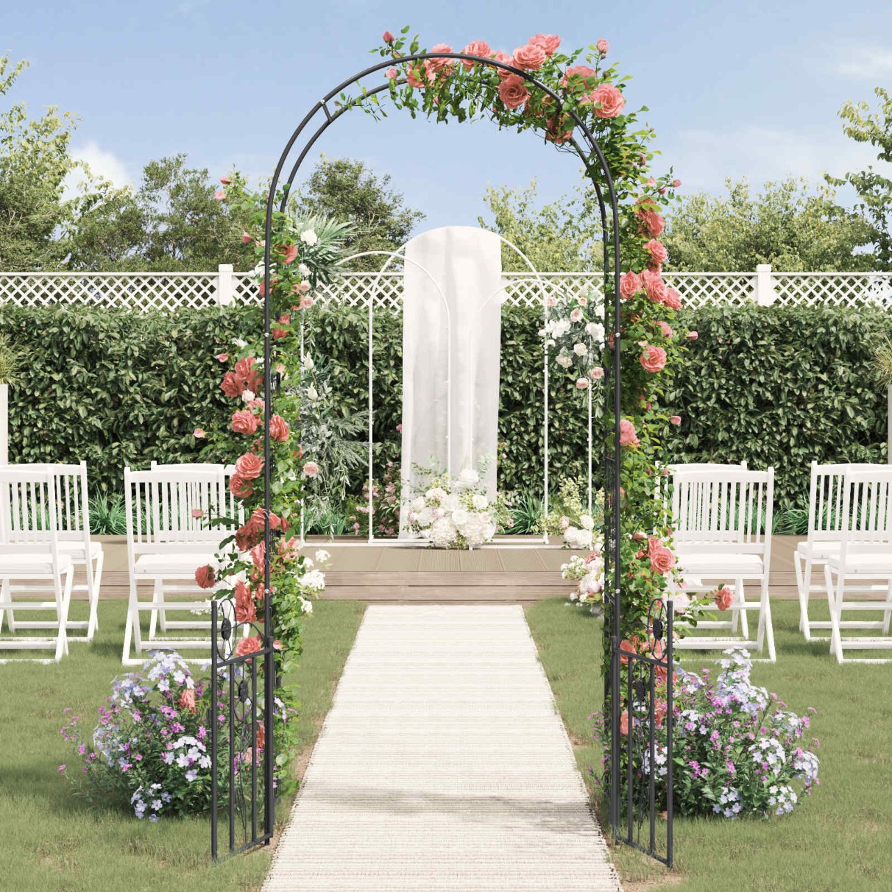 vidaXL Tuin Boog Effen Zwart 102 x 50 x 218 cm