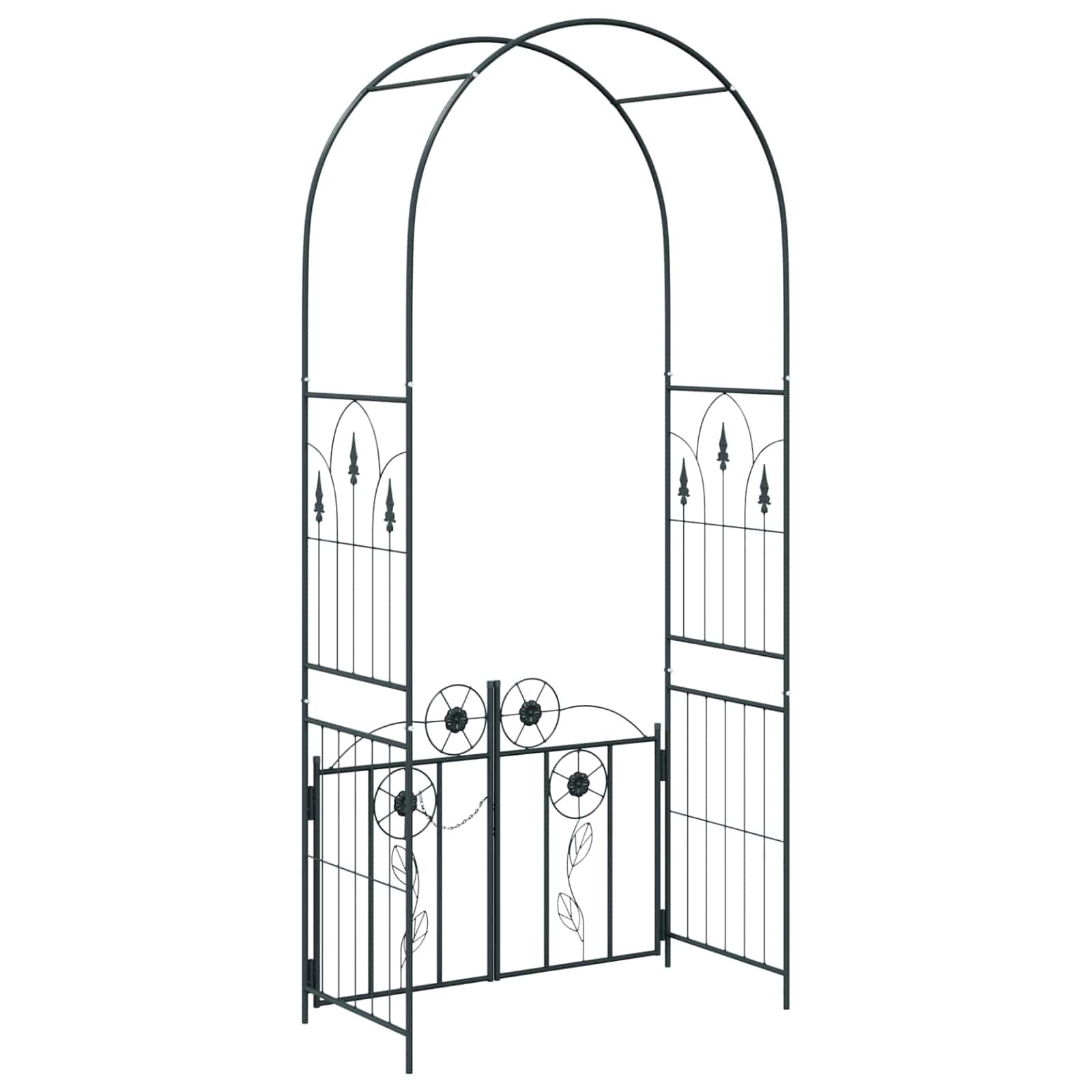 vidaXL Tuin Boog Effen Zwart 102 x 50 x 218 cm