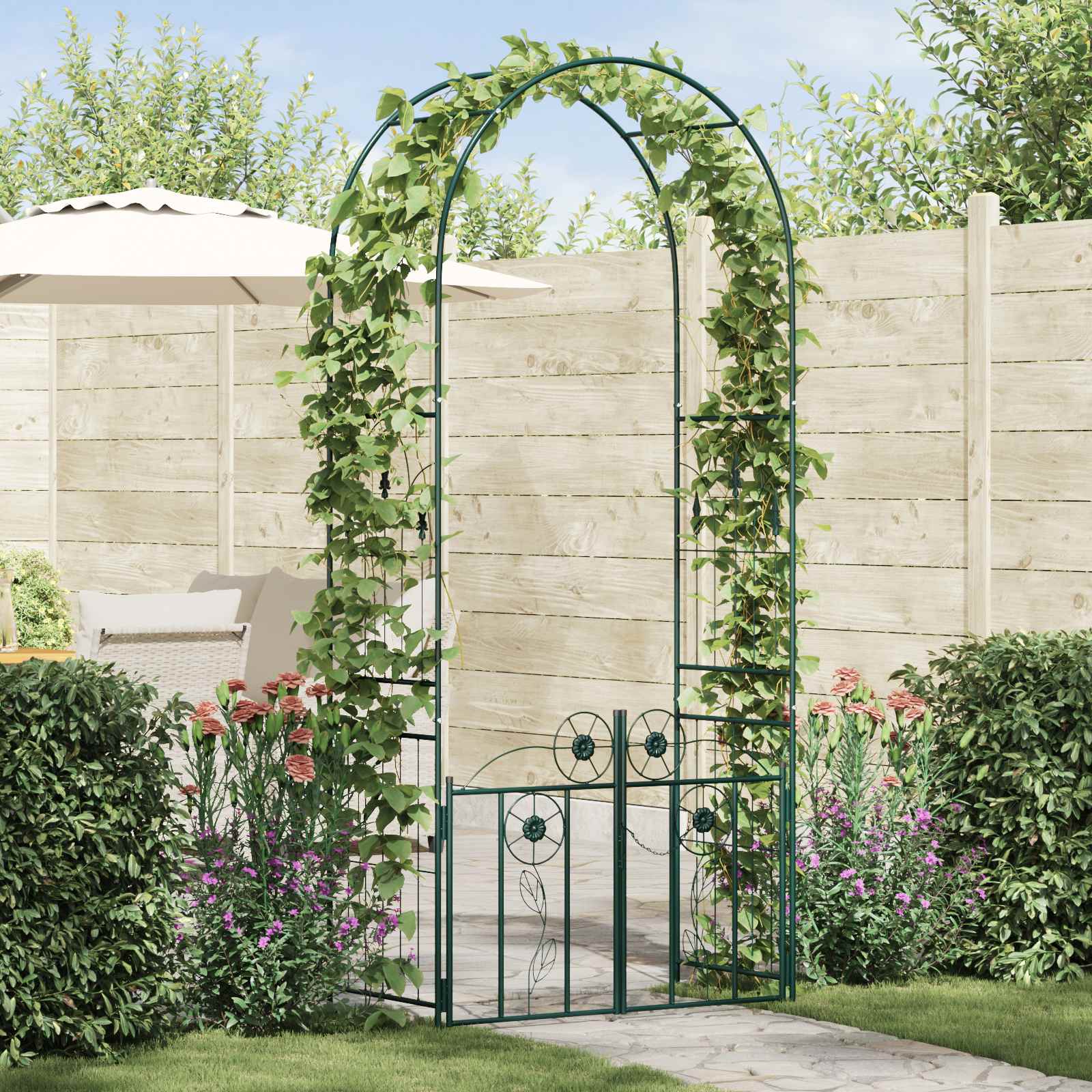 vidaXL Tuin Boog Effen Zwart 102 x 50 x 218 cm