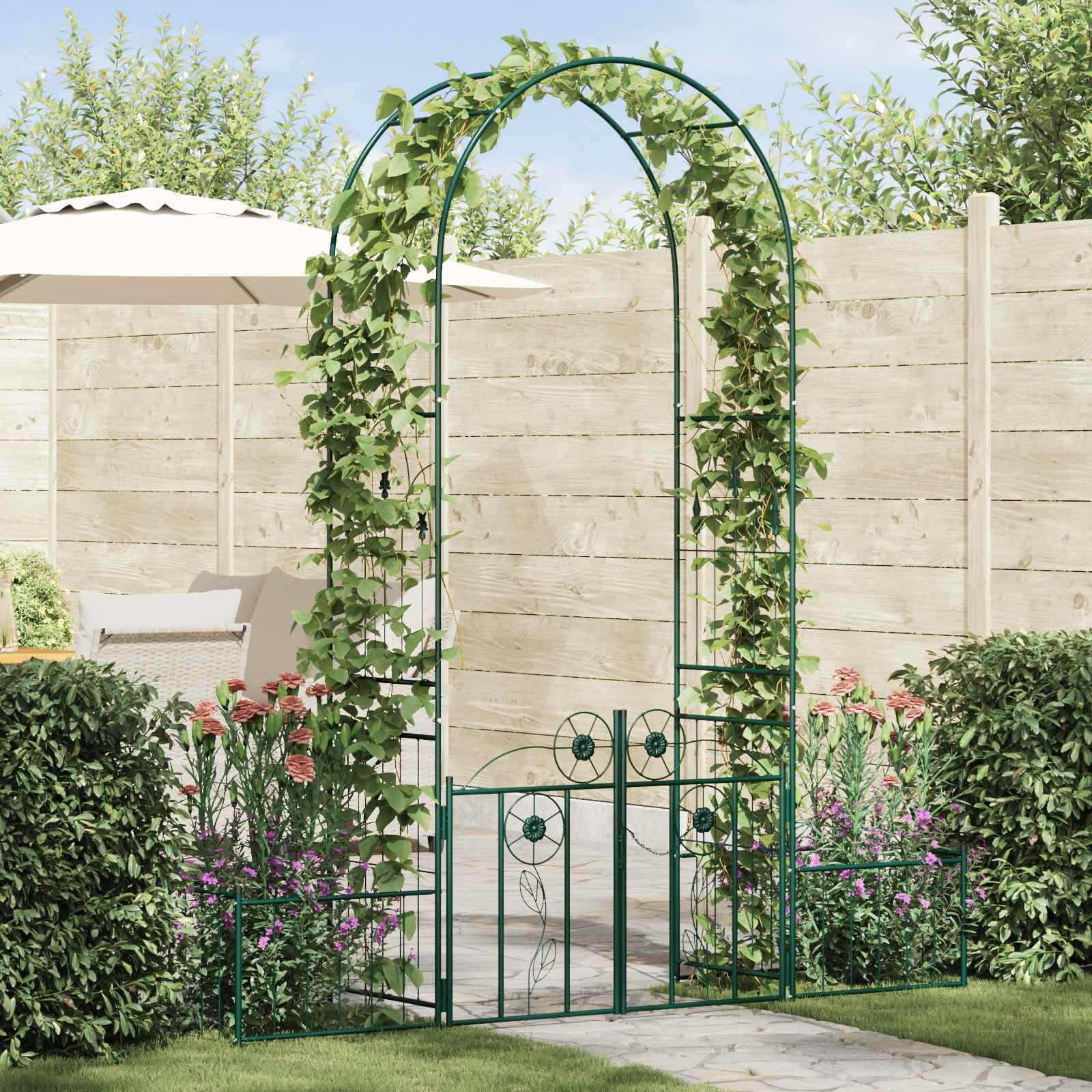 vidaXL Tuin Boog Effen Zwart 102 x 50 x 218 cm