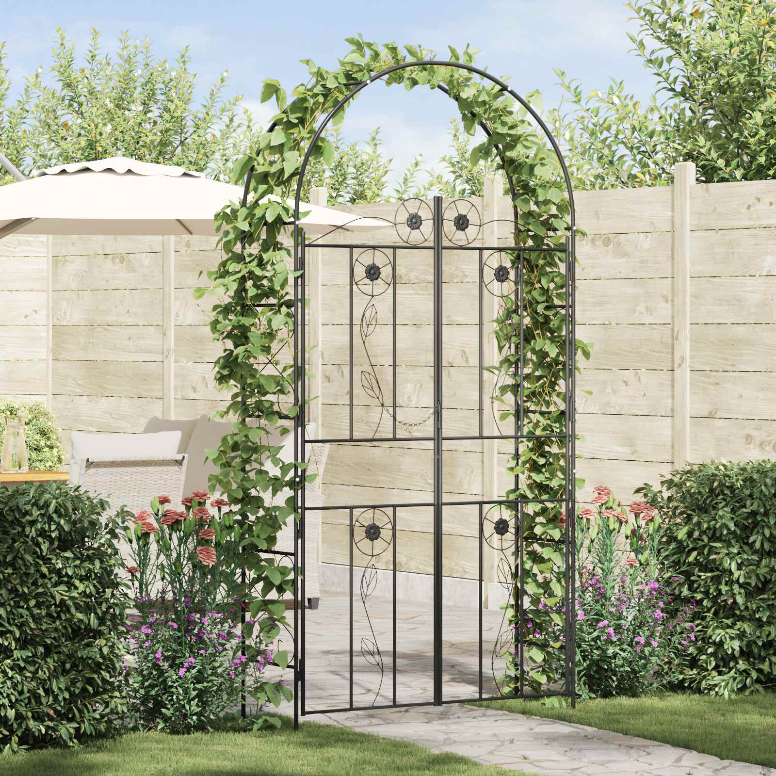 vidaXL Tuin Boog Effen Zwart