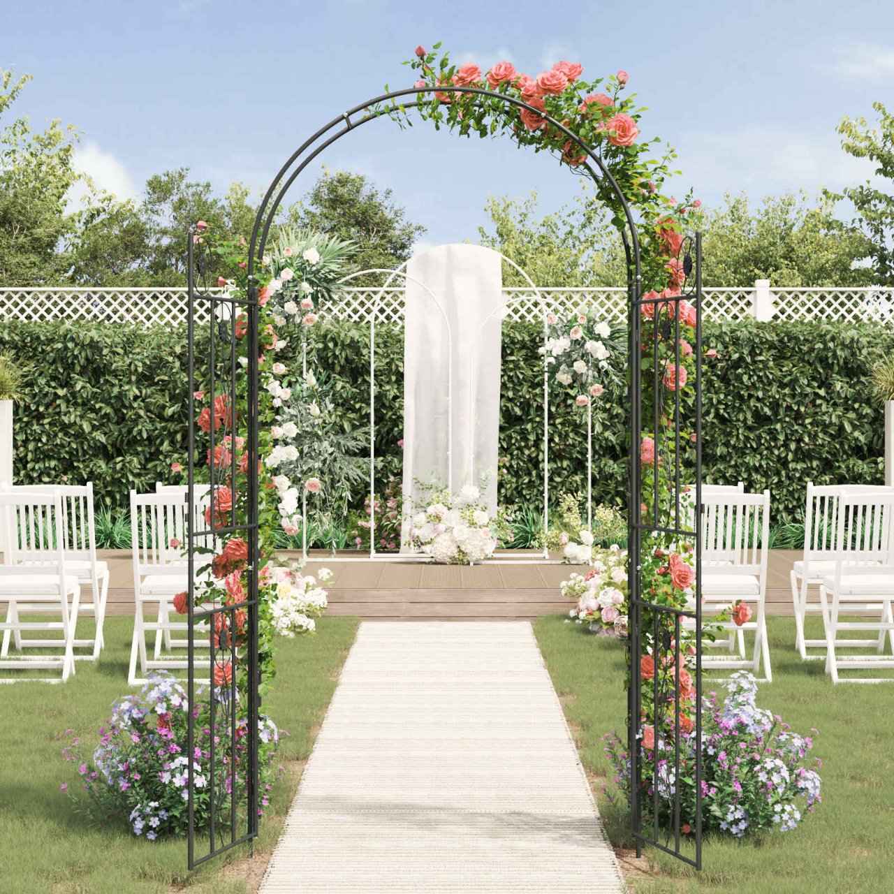 vidaXL Tuin Boog Effen Zwart
