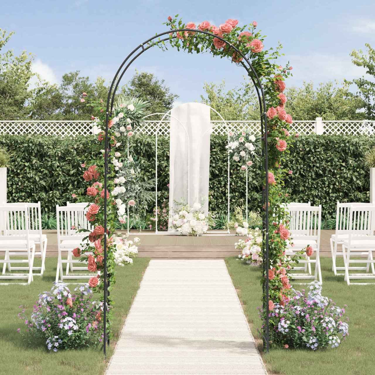 vidaXL Tuin Boog Bloemen Zwart