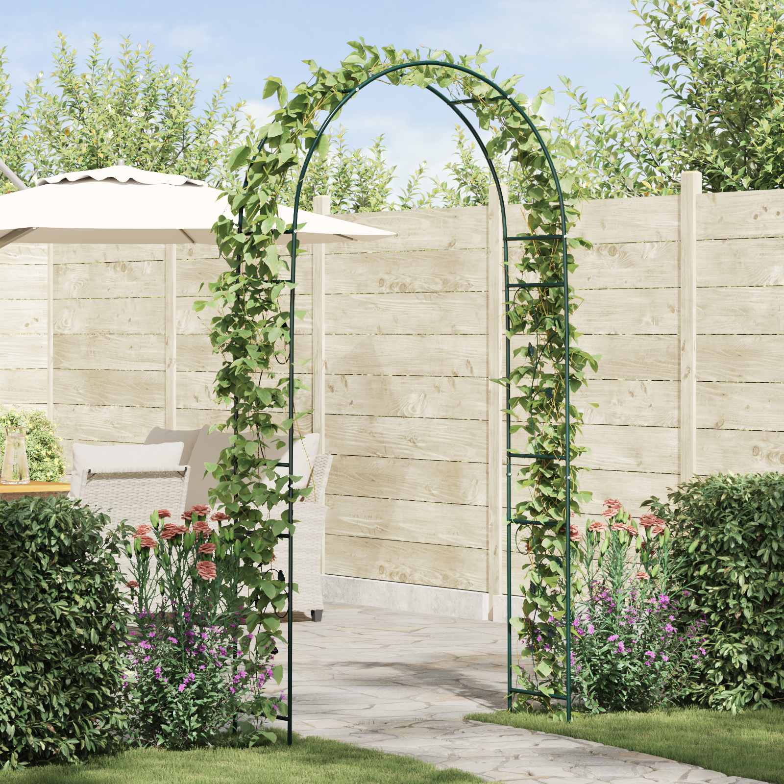 vidaXL Tuin Boog Bloemen Zwart