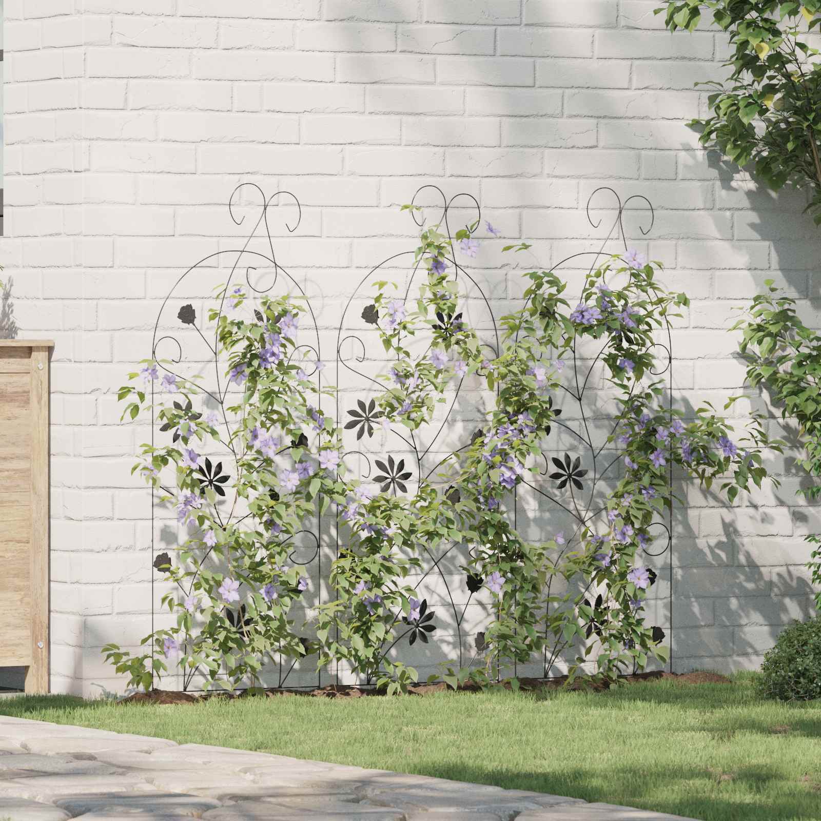 vidaXL Tuinhek 3 pcs Zwart 112 x 40 cm Staal