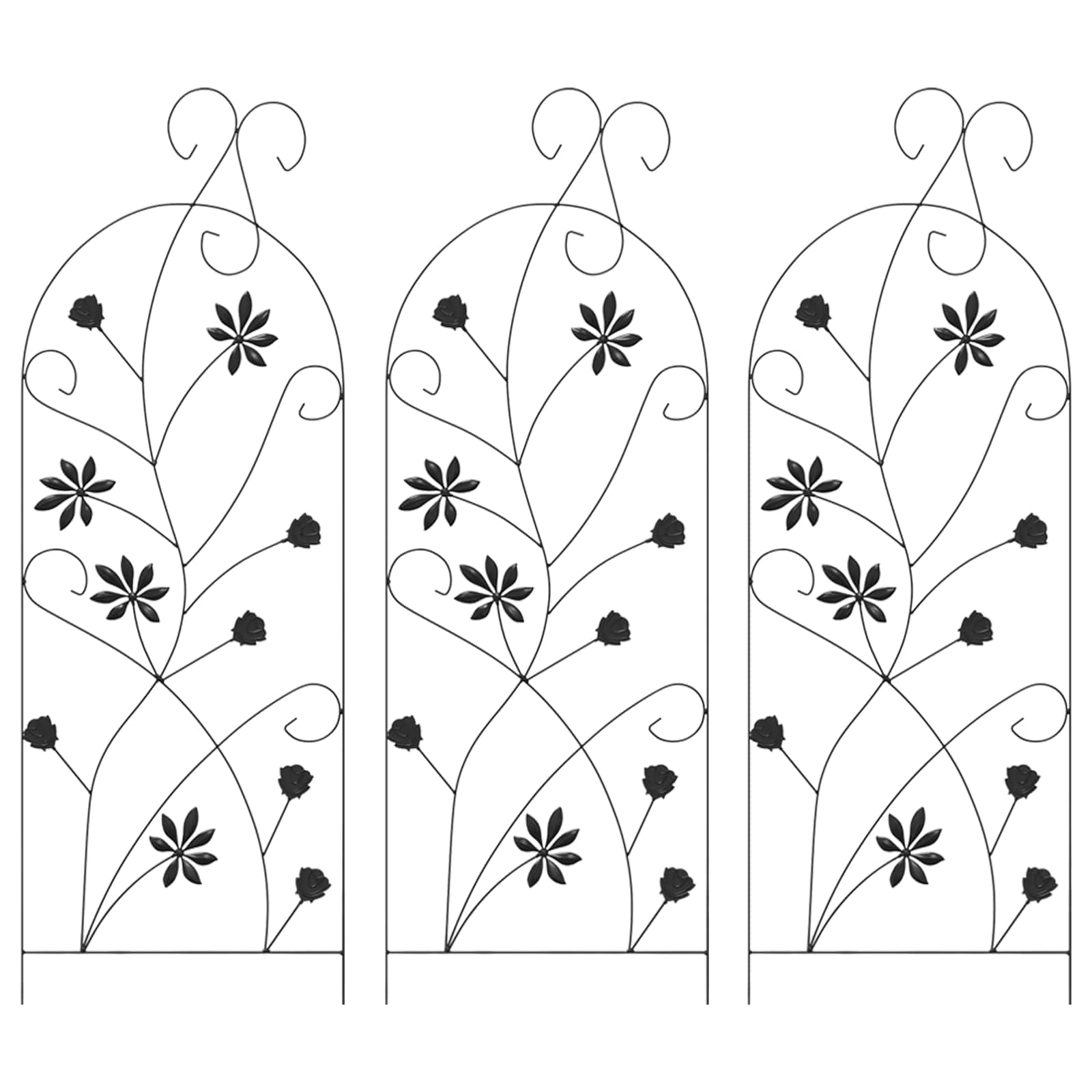 vidaXL Tuinhek 3 pcs Zwart 112 x 40 cm Staal