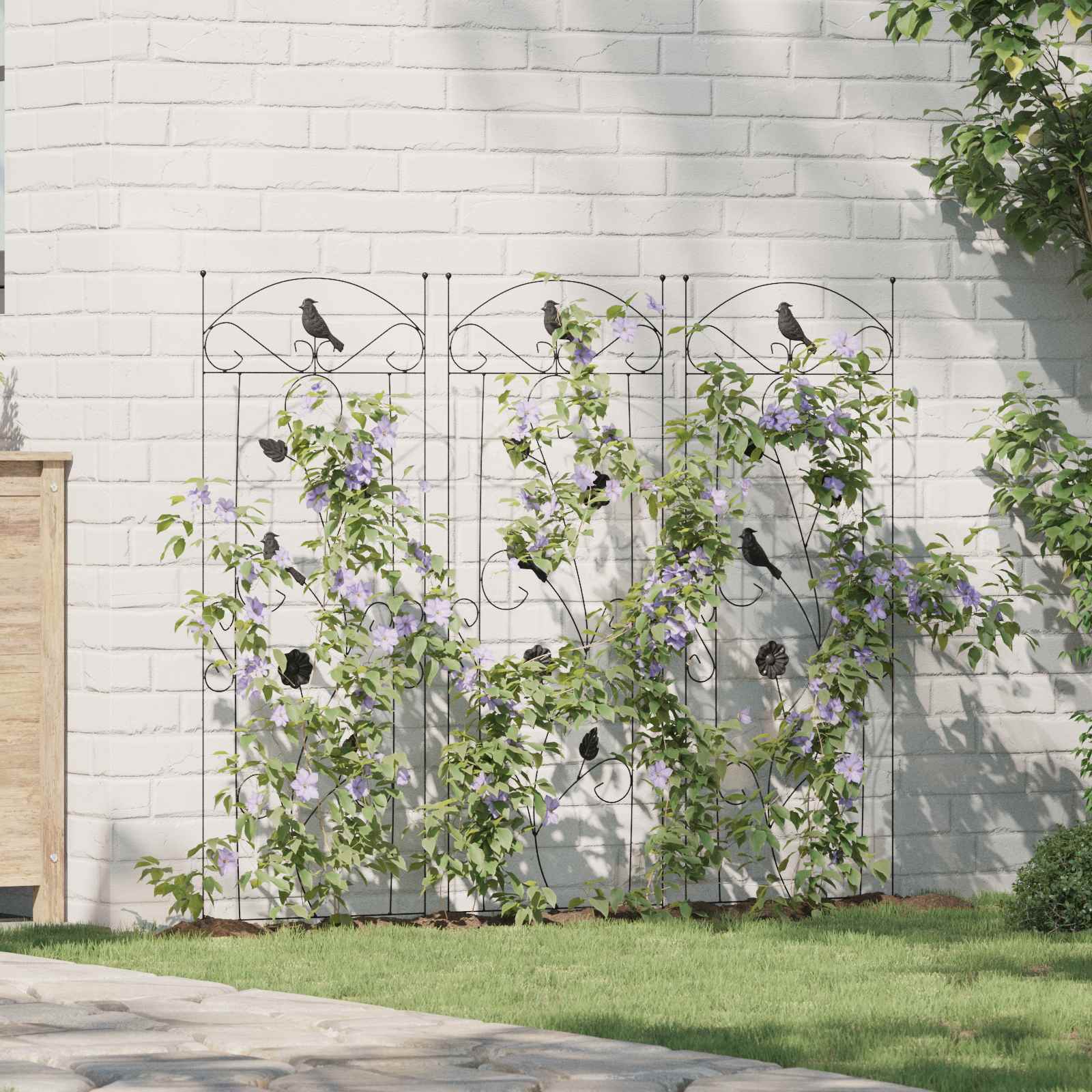 vidaXL Tuinhek 3 pcs Zwart 112 x 40 cm Staal