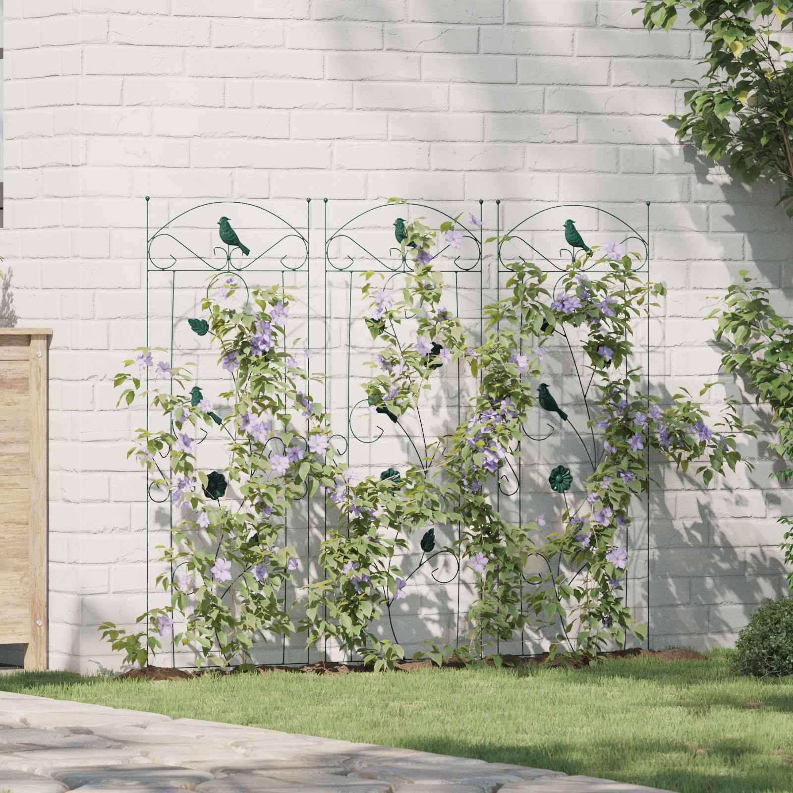 vidaXL Tuinhek 3 pcs Zwart 112 x 40 cm Staal
