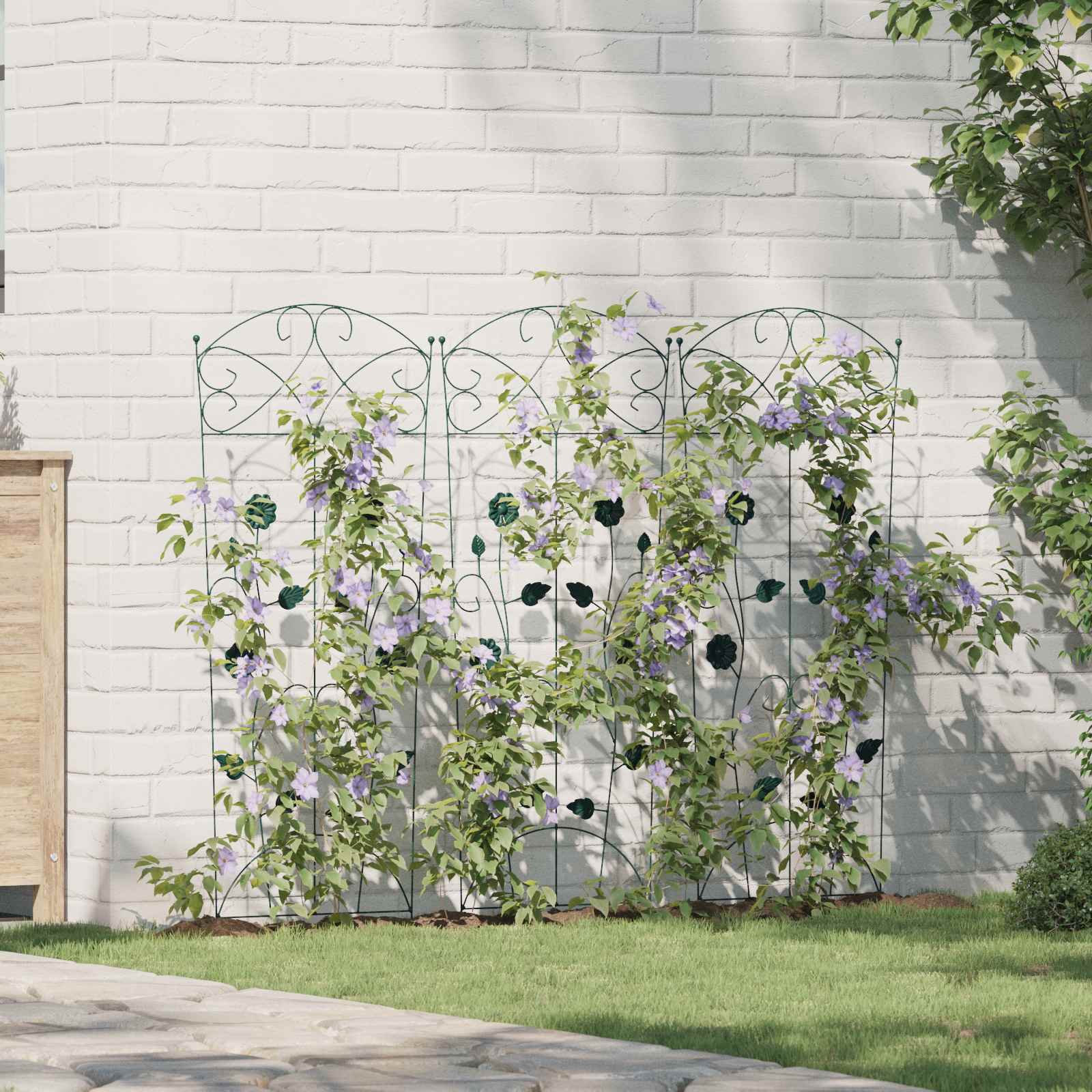 vidaXL Tuinhek 3 pcs Zwart 112 x 40 cm Staal