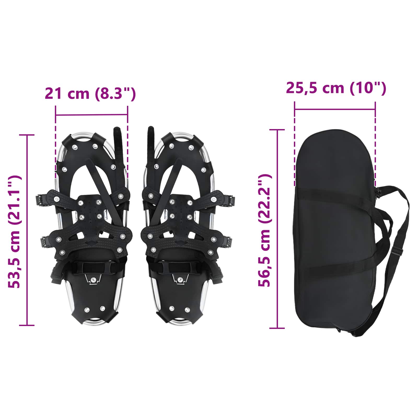 vidaXL 3 in 1 sneeuwschoenen met wandelschoenen Zilver 21 inches