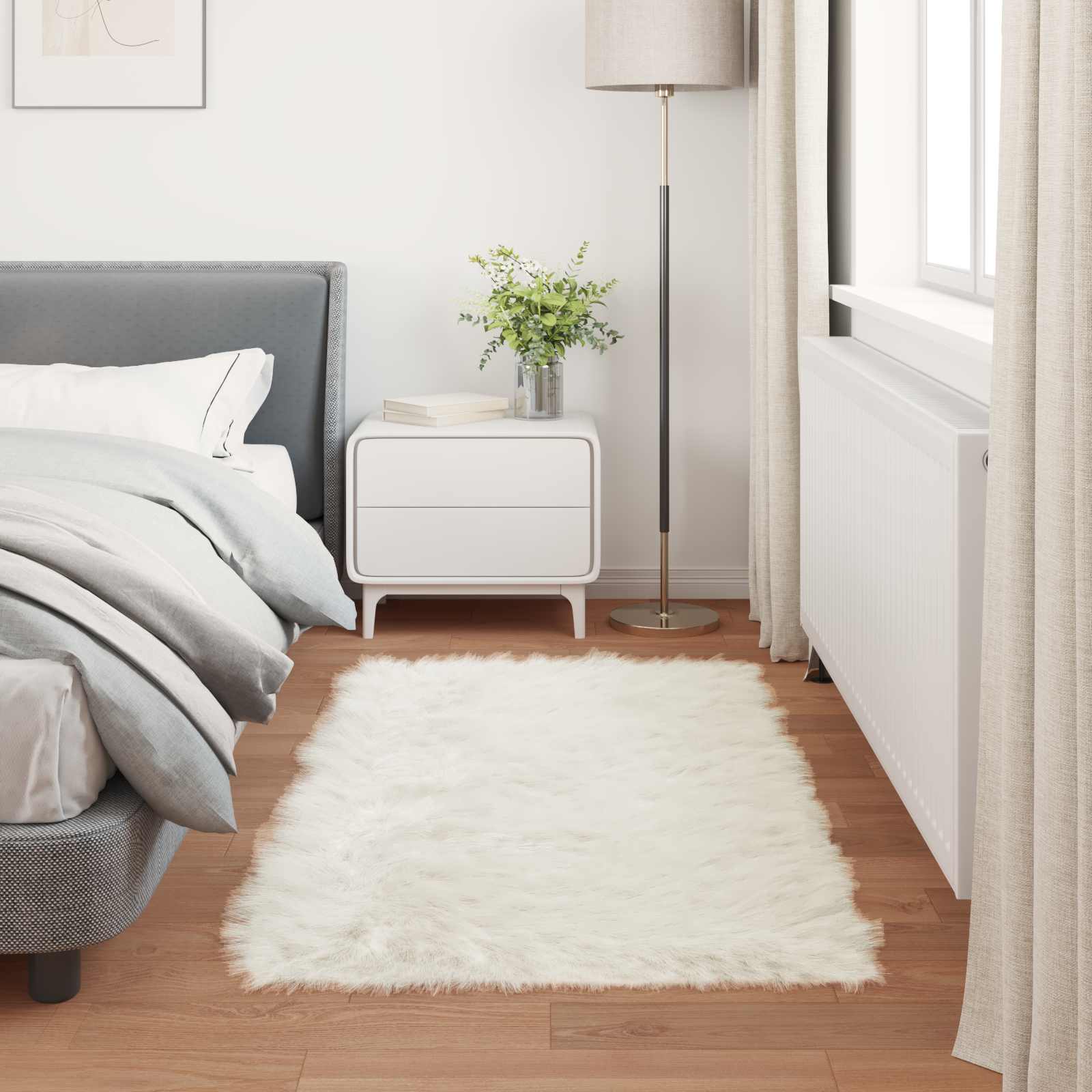 vidaXL Nepleer Schapenvacht Tapijt Wit 60 x 110 cm Polyester