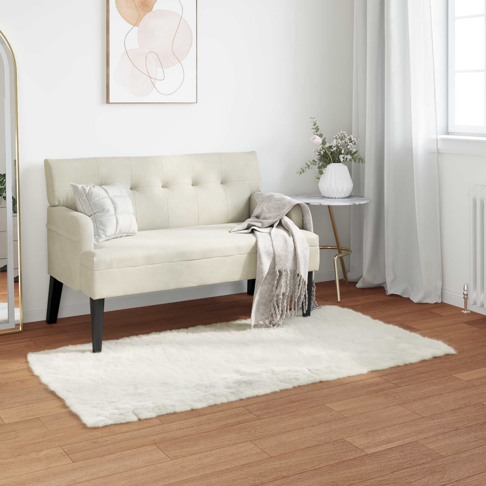 vidaXL Nepleer Schapenvacht Tapijt Wit 60 x 110 cm Polyester