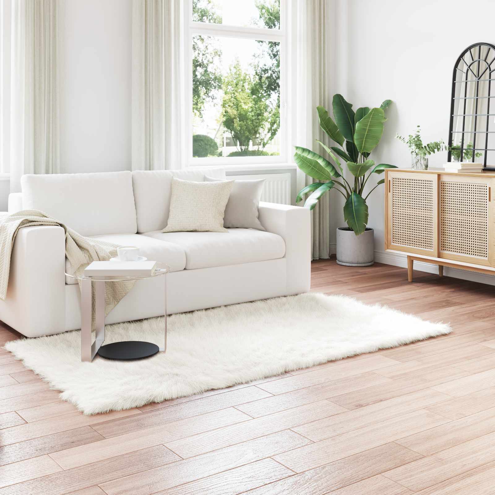 vidaXL Nepleer Schapenvacht Tapijt Wit 60 x 110 cm Polyester