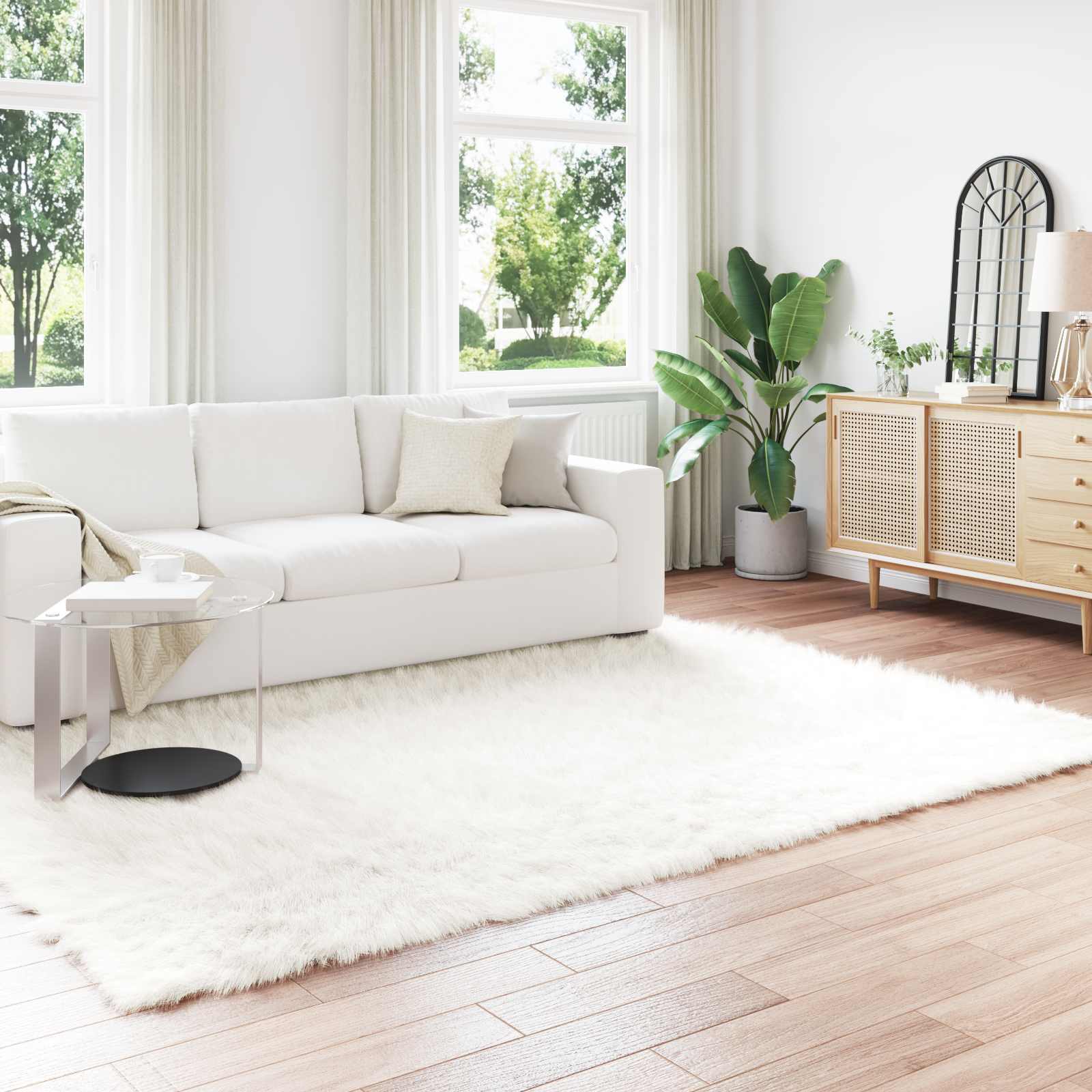 vidaXL Nepleer Schapenvacht Tapijt Wit 60 x 110 cm Polyester