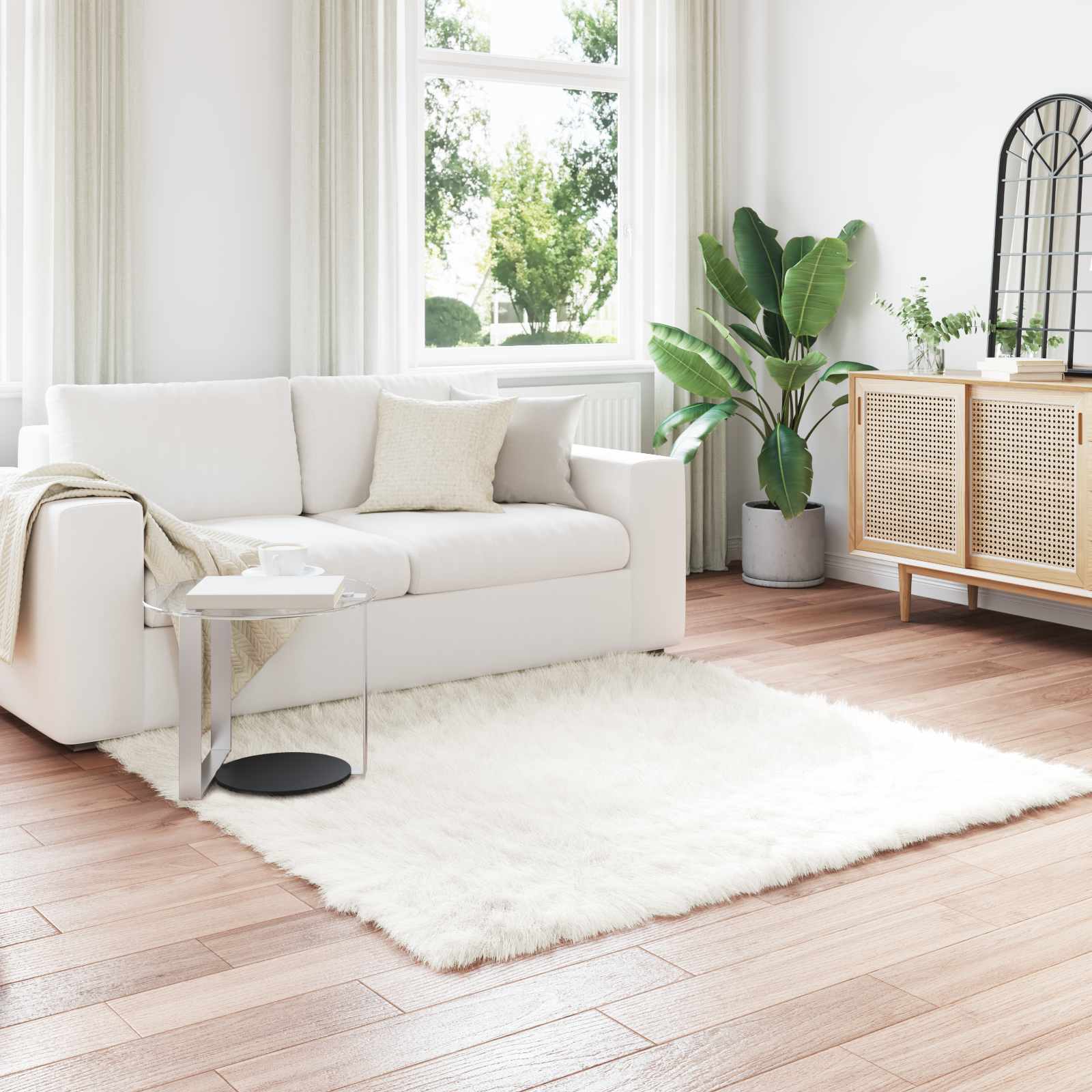 vidaXL Nepleer Schapenvacht Tapijt Wit 60 x 110 cm Polyester