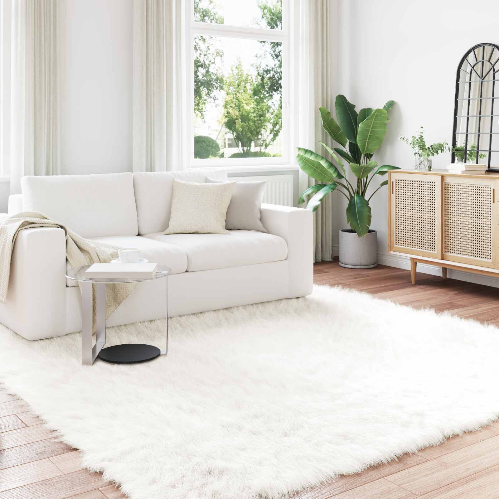 vidaXL Nepleer Schapenvacht Tapijt Wit 60 x 110 cm Polyester