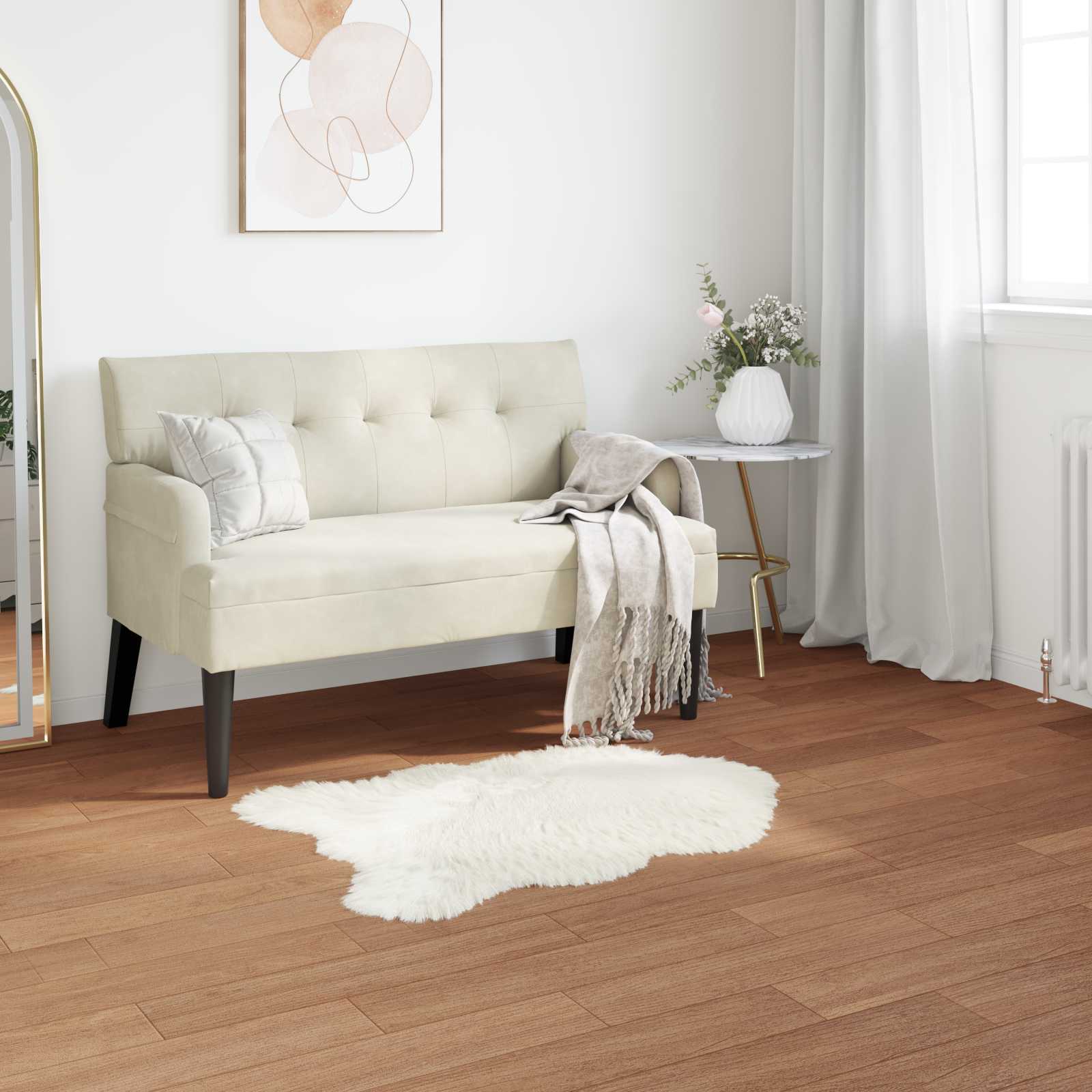 vidaXL Nepleer Schapenvacht Tapijt Wit 60 x 110 cm Polyester