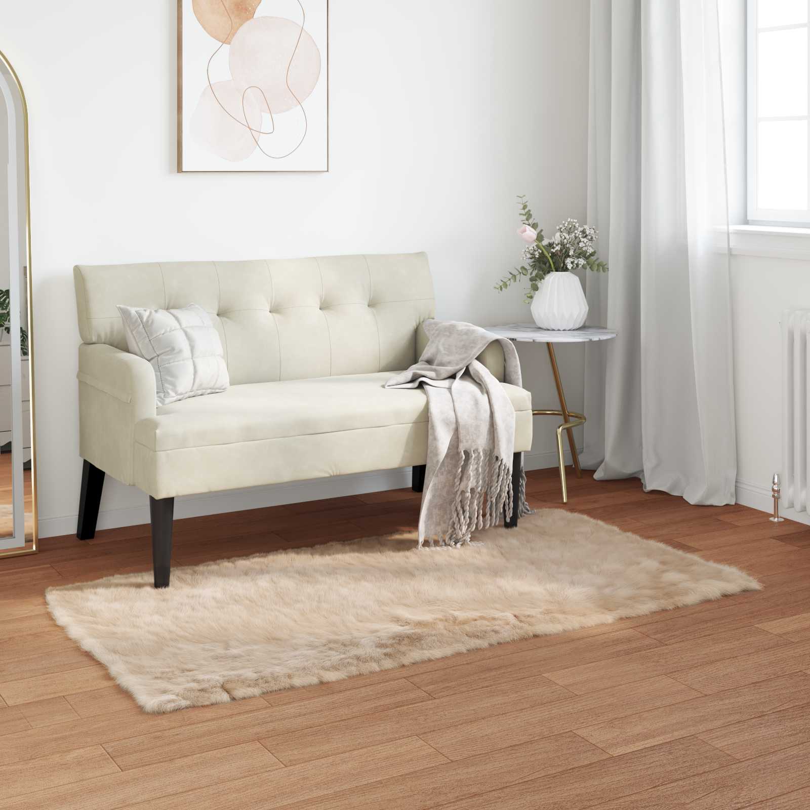 vidaXL Nepleer Schapenvacht Tapijt Wit 60 x 110 cm Polyester