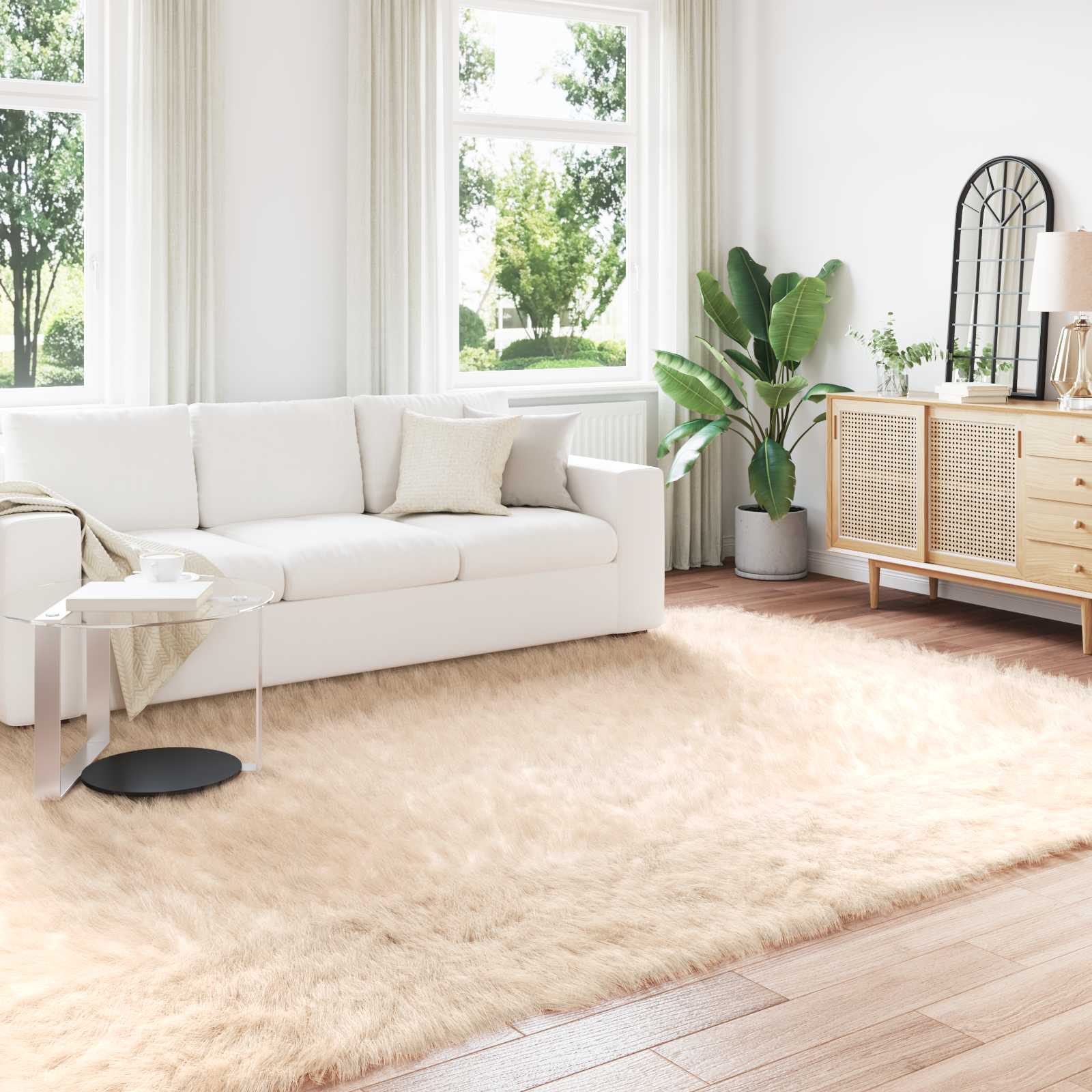 vidaXL Nepleer Schapenvacht Tapijt Wit 60 x 110 cm Polyester