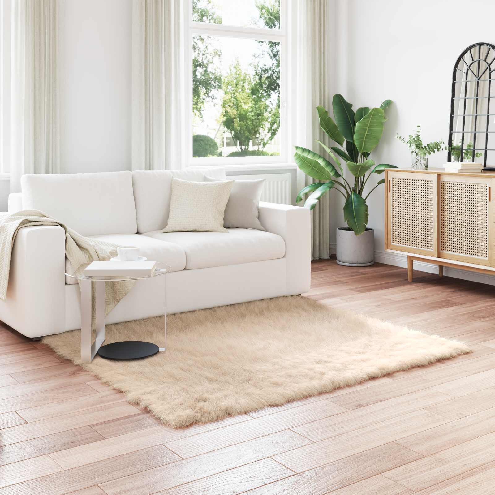 vidaXL Nepleer Schapenvacht Tapijt Wit 60 x 110 cm Polyester