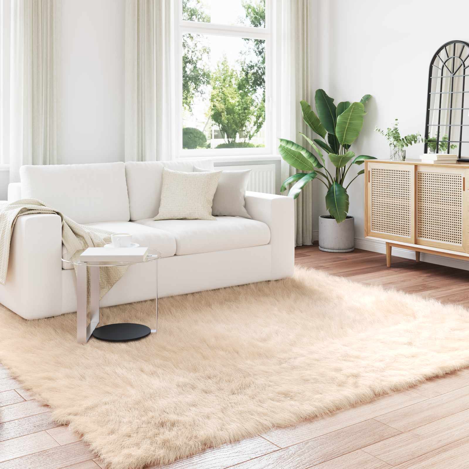 vidaXL Nepleer Schapenvacht Tapijt Wit 60 x 110 cm Polyester