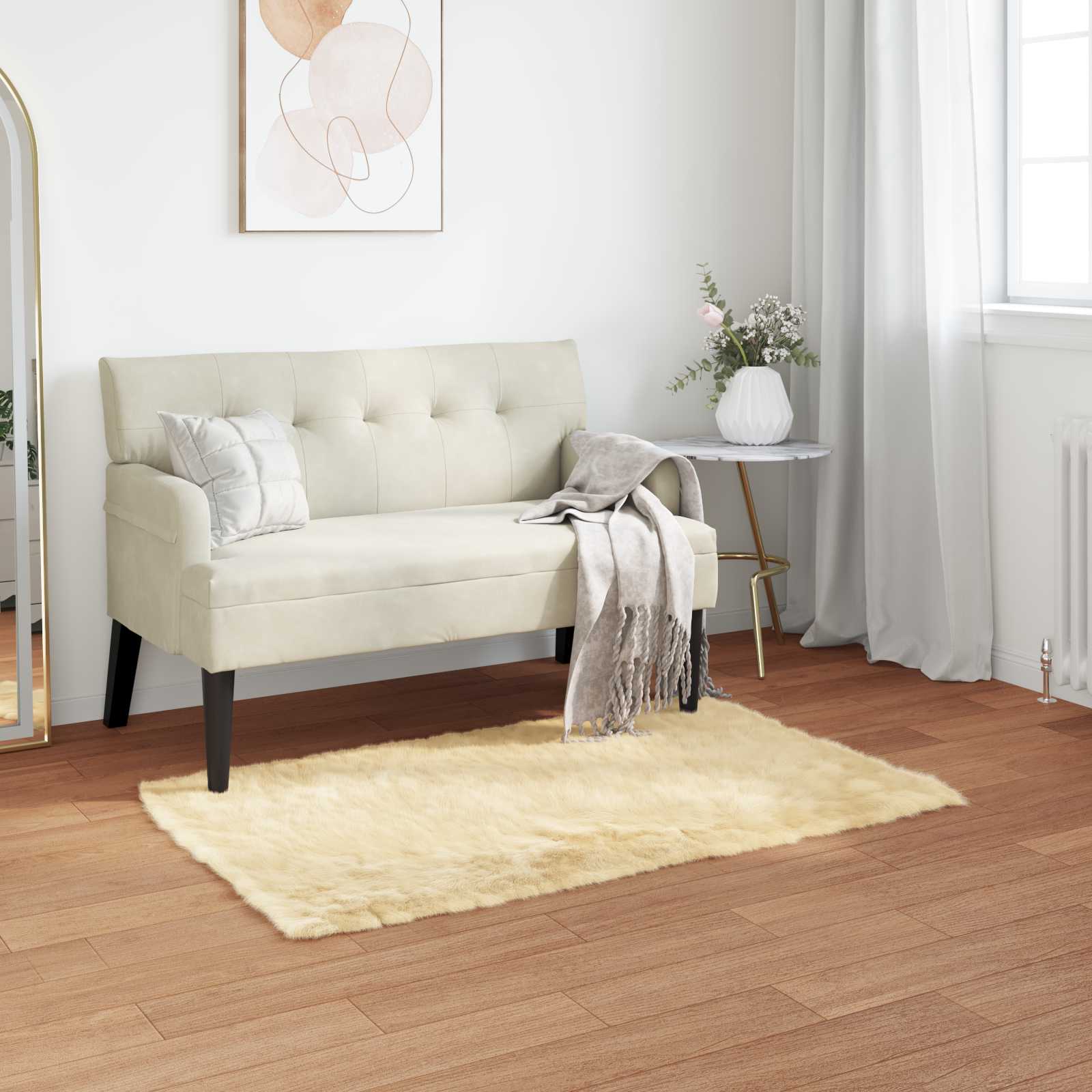 vidaXL Nepleer Schapenvacht Tapijt Wit 60 x 110 cm Polyester